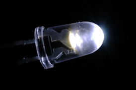 Another close up photo of a white LED (Light Emitting Diode)