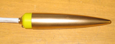 A picture of the gold painted nosecone
